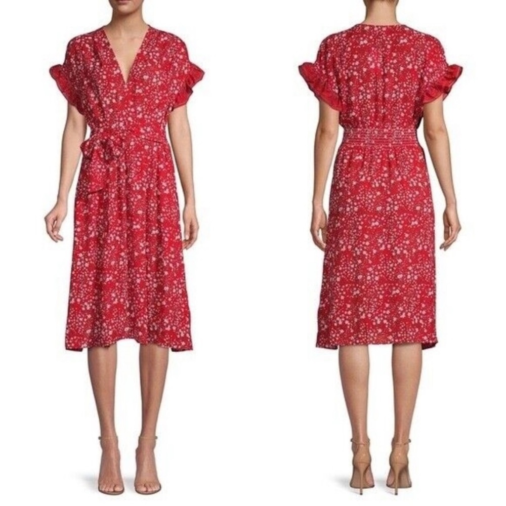Max Studio Floral Flutter Sleeve Dress